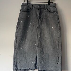 Anna a.n.a Womens High Rise Rhinestones Denim Skirt